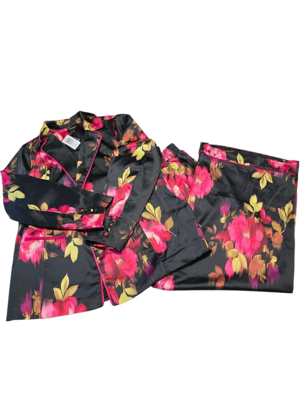 Torrid Floral Satin Cottagecore Relaxed Blazer- Wide Leg High Rise Pant Set L/1X